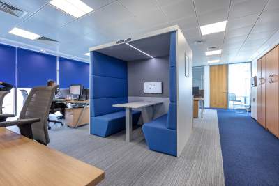 An acoustic booth in the head office of medica group, hastings 