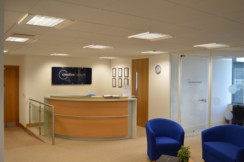 Office reception desk in Creative Benefits, Croydon, Surrey